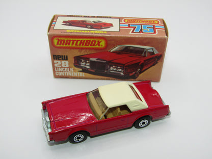 Matchbox Superfast No 28C Lincoln Continental, DARK PINK, Beige Interior