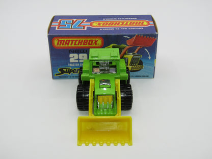 Matchbox Superfast No 29c Tractor Shovel LIME GREEN Yellow Base