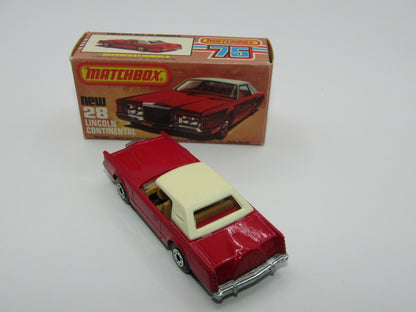 Matchbox Superfast No 28C Lincoln Continental, DARK PINK, Beige Interior