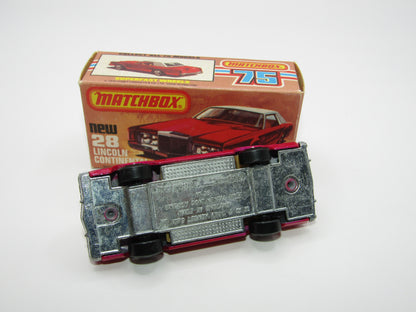Matchbox Superfast No 28C Lincoln Continental, DARK PINK, Beige Interior