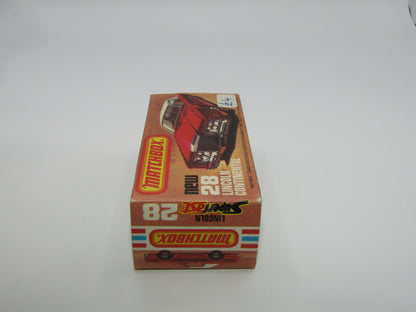 Matchbox Superfast No 28C Lincoln Continental, DARK PINK, Beige Interior
