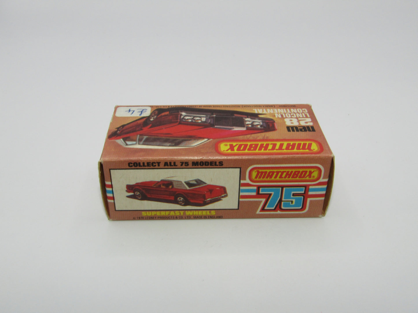 Matchbox Superfast No 28C Lincoln Continental, DARK PINK, Beige Interior