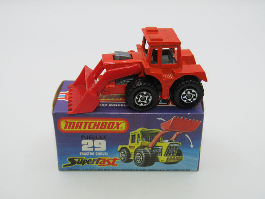 Matchbox Superfast No 29c Tractor Shovel Orange-Red RED Shovel Silver Interior