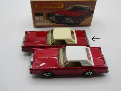 Matchbox Superfast No 28C Lincoln Continental, DARK RUBY RED, Beige Interior
