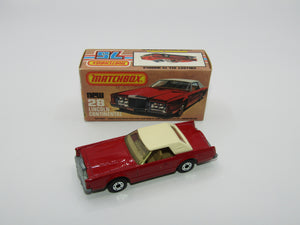 Matchbox Superfast No 28C Lincoln Continental, DARK RUBY RED, Beige Interior