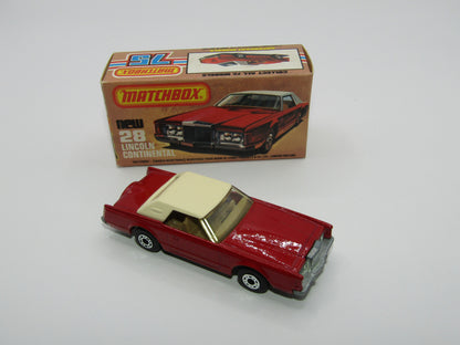 Matchbox Superfast No 28C Lincoln Continental, DARK RUBY RED, Beige Interior