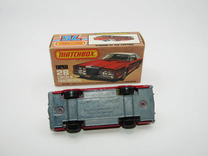 Matchbox Superfast No 28C Lincoln Continental, DARK RUBY RED, Beige Interior