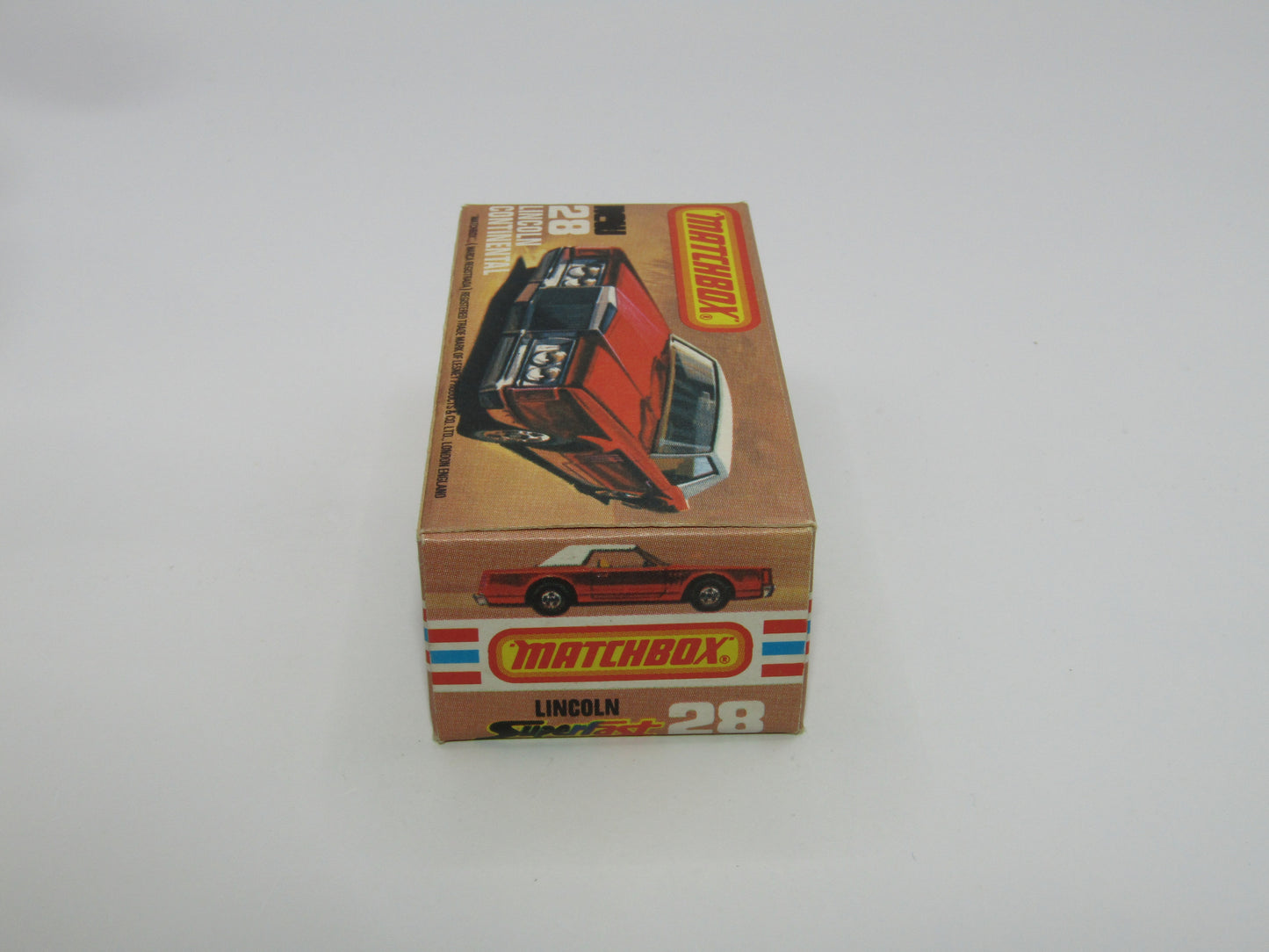 Matchbox Superfast No 28C Lincoln Continental, DARK RUBY RED, Beige Interior