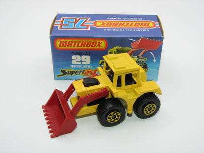 Matchbox Superfast No 29C Tractor Shovel MAROON Shovel PALE YELLOW Base