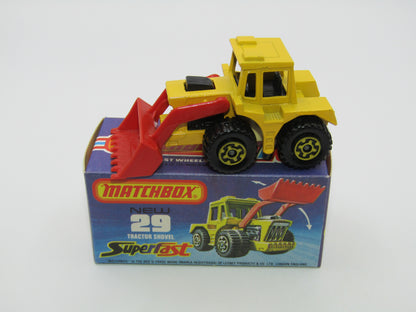 Matchbox Superfast No 29C Tractor Shovel Dark Red Shovel Yellow Hubs