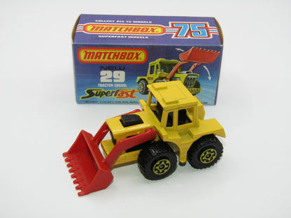 Matchbox Superfast No 29C Tractor Shovel Dark Red Shovel Yellow Hubs