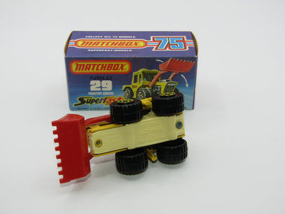 Matchbox Superfast No 29C Tractor Shovel Dark Red Shovel Yellow Hubs