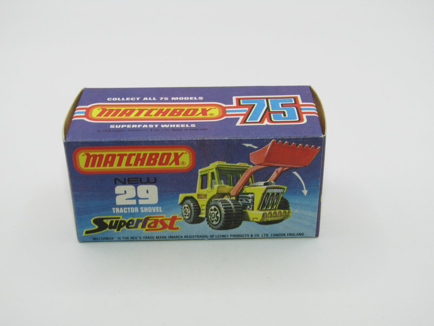 Matchbox Superfast No 29C Tractor Shovel Dark Red Shovel Yellow Hubs