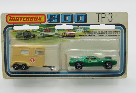Matchbox Superfast Twin Pack TP-3 AMX Javelin & Pony Trailer Dark Green & Beige