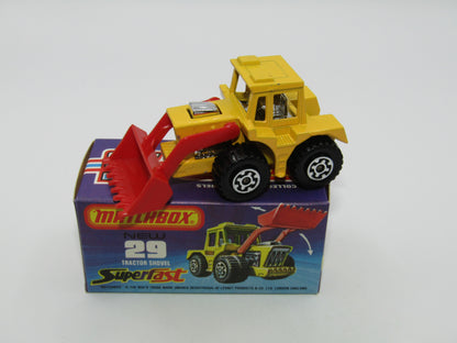Matchbox Superfast No 29C Tractor Shovel Yellow CHROME Interior Yellow Base