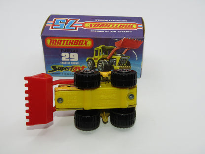 Matchbox Superfast No 29C Tractor Shovel Yellow CHROME Interior Yellow Base
