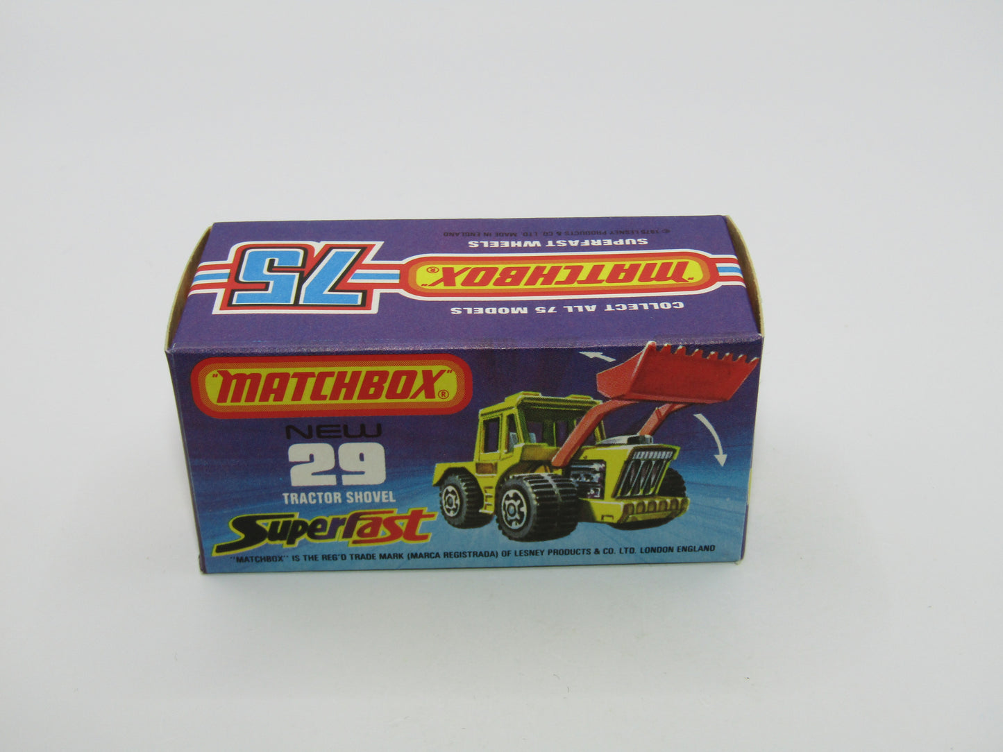 Matchbox Superfast No 29C Tractor Shovel Yellow CHROME Interior Yellow Base