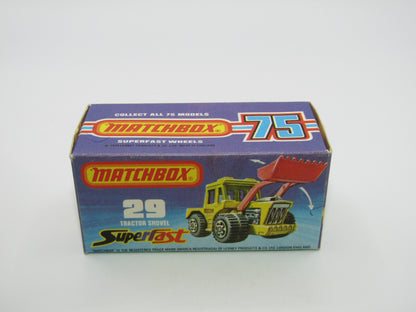 Matchbox Superfast No 29C Tractor Shovel YELLOW Hubs Yellow Base
