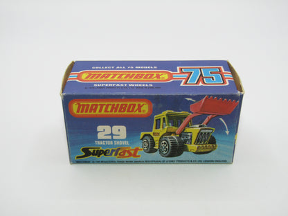 Matchbox Superfast No 29C Tractor Shovel Black Shovel PALE YELLOW Base
