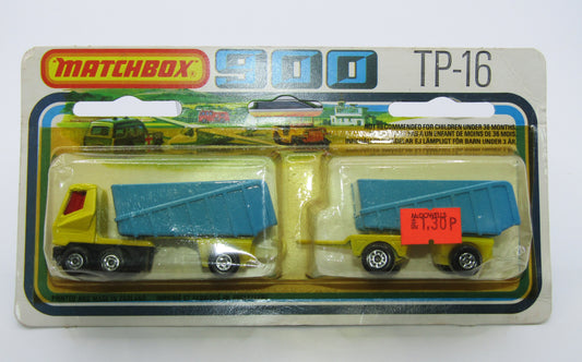 Matchbox Superfast Twin Pack TP-16 Articulated Truck & Trailer LEMON with Towhook & RED Windows