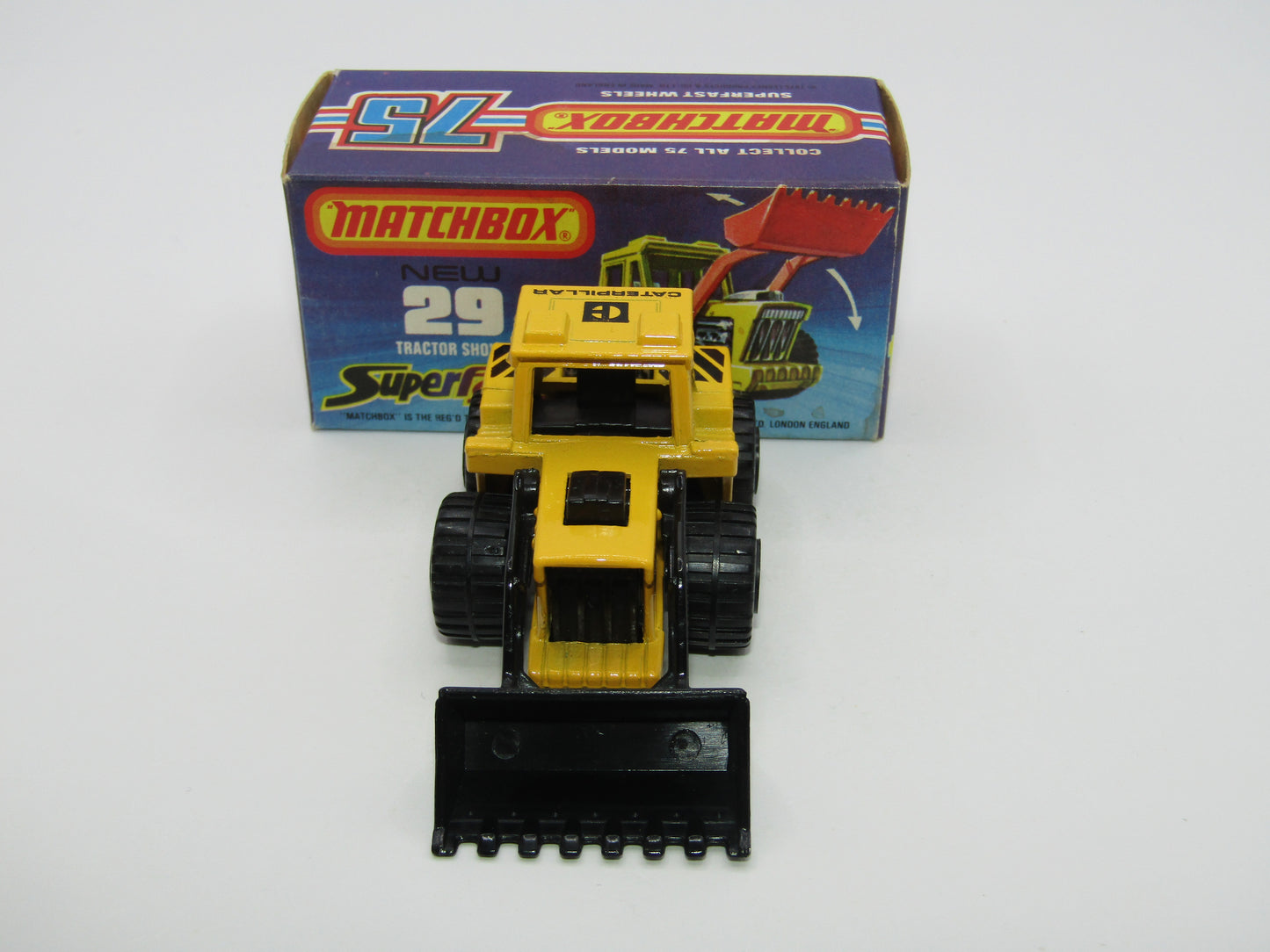 Matchbox Superfast No 29C Tractor Shovel Caterpillar Tampo Black Shovel