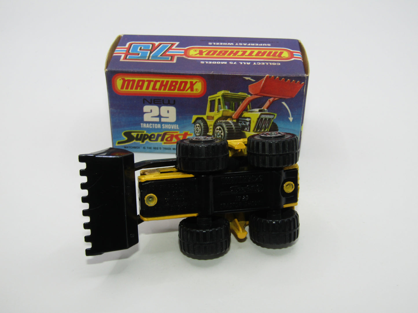 Matchbox Superfast No 29C Tractor Shovel Caterpillar Tampo Black Shovel