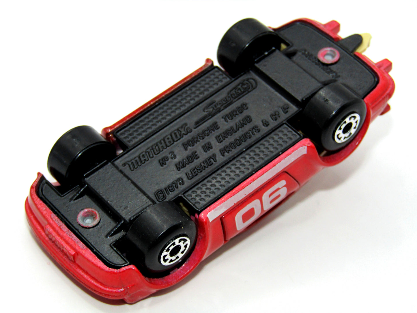 Matchbox Superfast 3C Porsche Turbo Red, Tan Interior, Satin Black Base