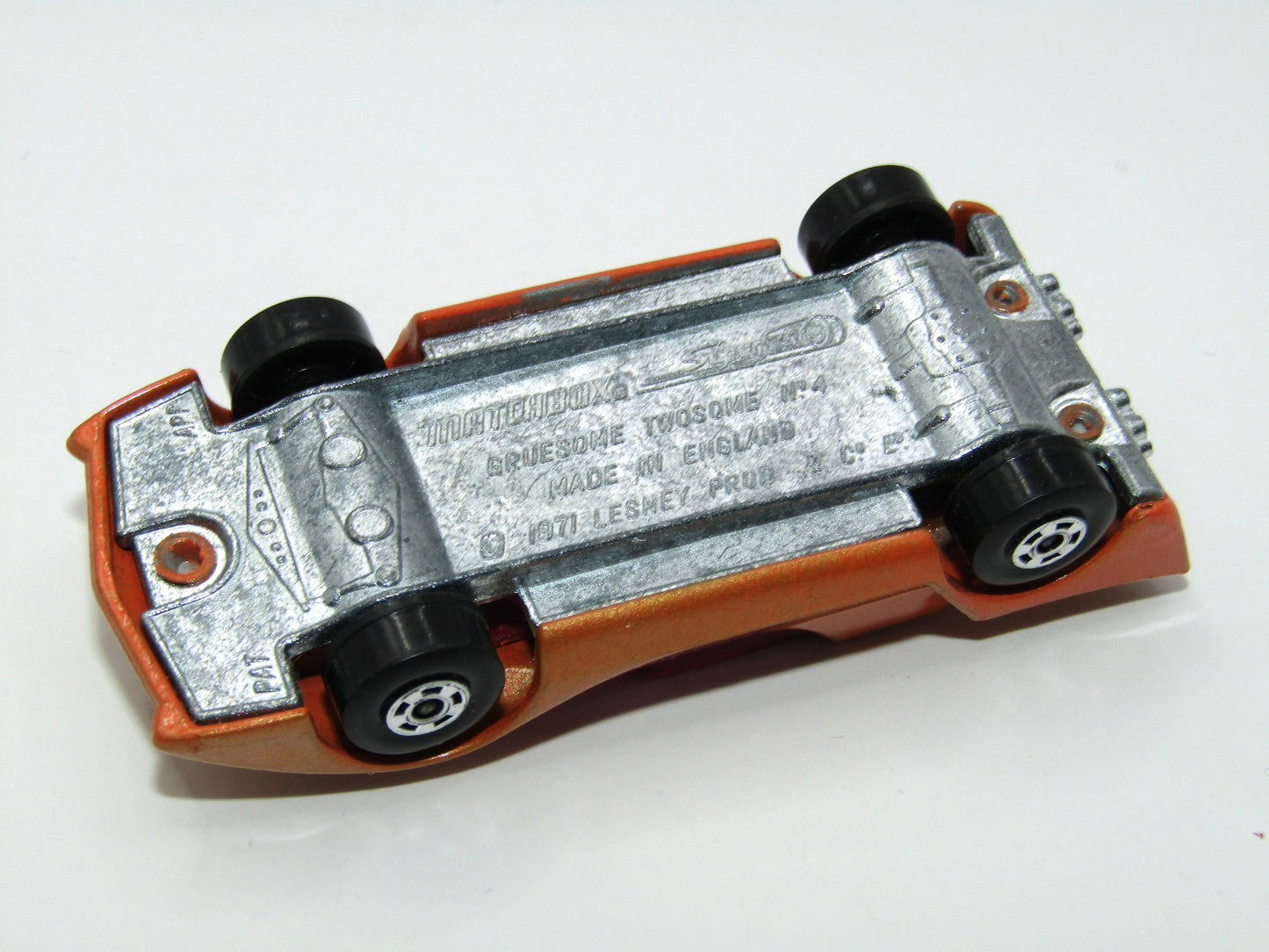 Matchbox Superfast 4B Gruesome Twosome Orange Gold Cream Interior