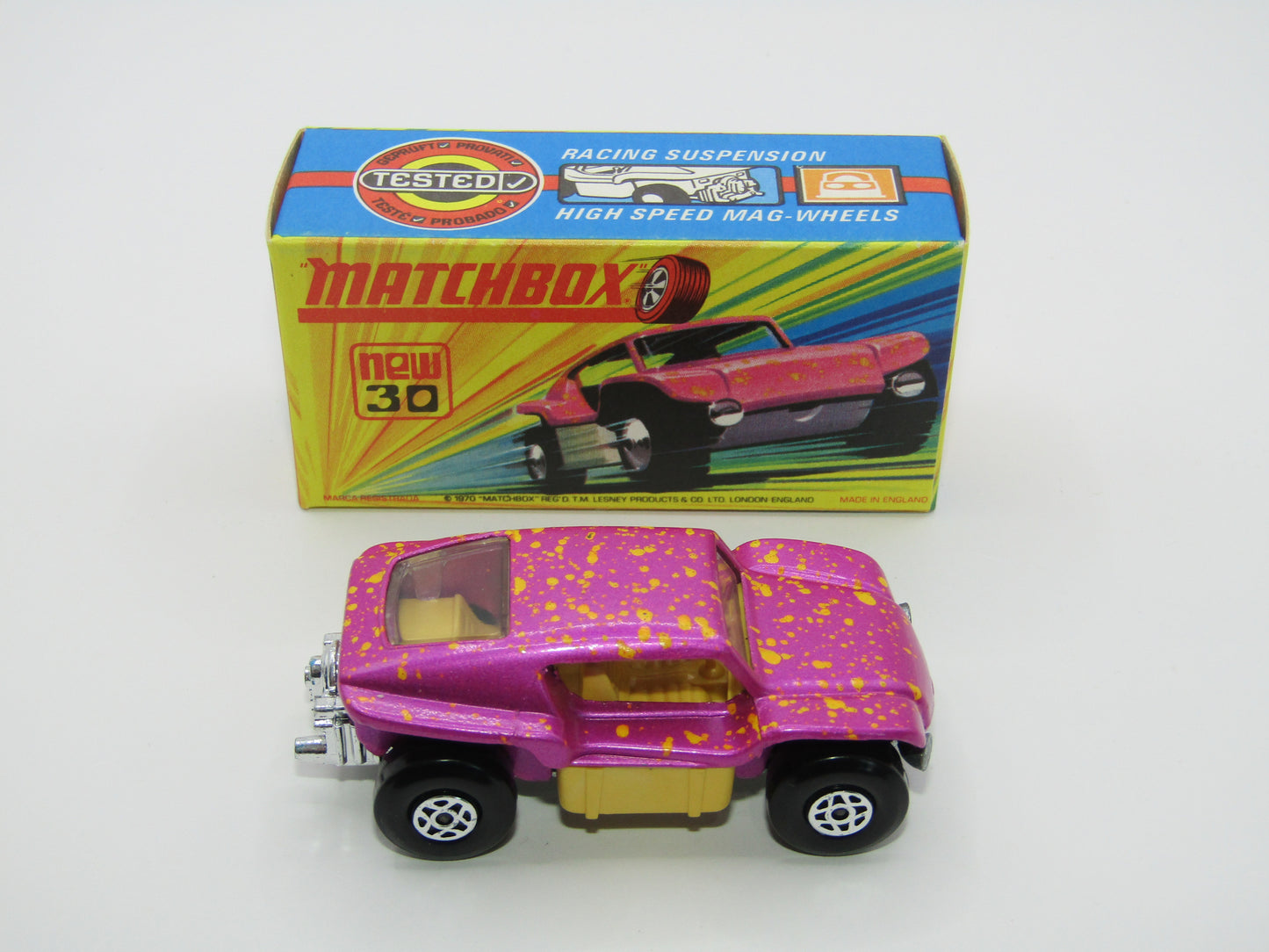 Matchbox Superfast No 30B Beach Buggy Pink LIGHT YELLOW Interior