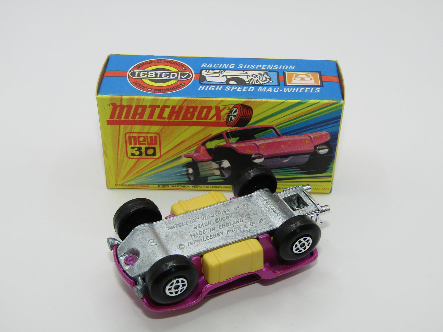 Matchbox Superfast No 30B Beach Buggy Pink LIGHT YELLOW Interior