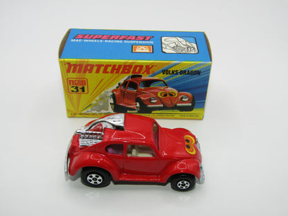 Matchbox Superfast 31B Volks-Dragon Red REVERSED EYES LABEL IVORY Interior