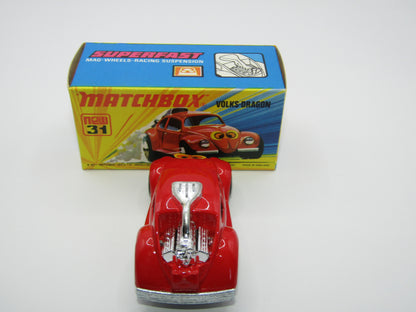 Matchbox Superfast 31B Volks-Dragon Red REVERSED EYES LABEL IVORY Interior