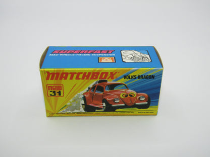 Matchbox Superfast 31B Volks-Dragon Red REVERSED EYES LABEL IVORY Interior