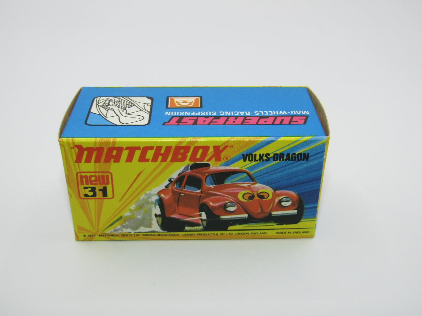 Matchbox Superfast 31B Volks-Dragon Red REVERSED EYES LABEL IVORY Interior