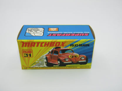 Matchbox Superfast 31B Volks-Dragon Red REVERSED EYES LABEL IVORY Interior