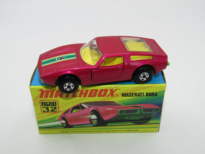 Matchbox Superfast No 32B Maserati Bora Magenta Red 5 Spoke Wide Slot Wheels