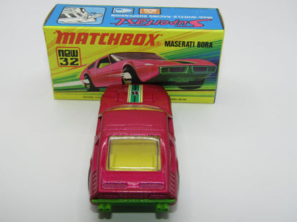 Matchbox Superfast No 32B Maserati Bora Magenta Red 5 Spoke Wide Slot Wheels