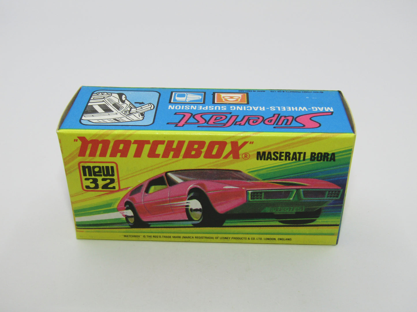 Matchbox Superfast No 32B Maserati Bora Magenta Red 5 Spoke Wide Slot Wheels