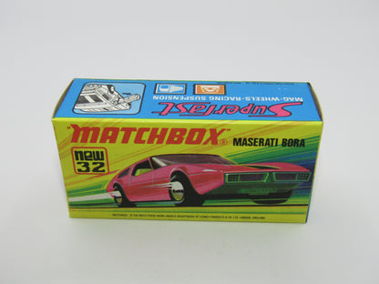 Matchbox Superfast No 32B Maserati Bora Magenta Red 5 Spoke Wide Slot Wheels