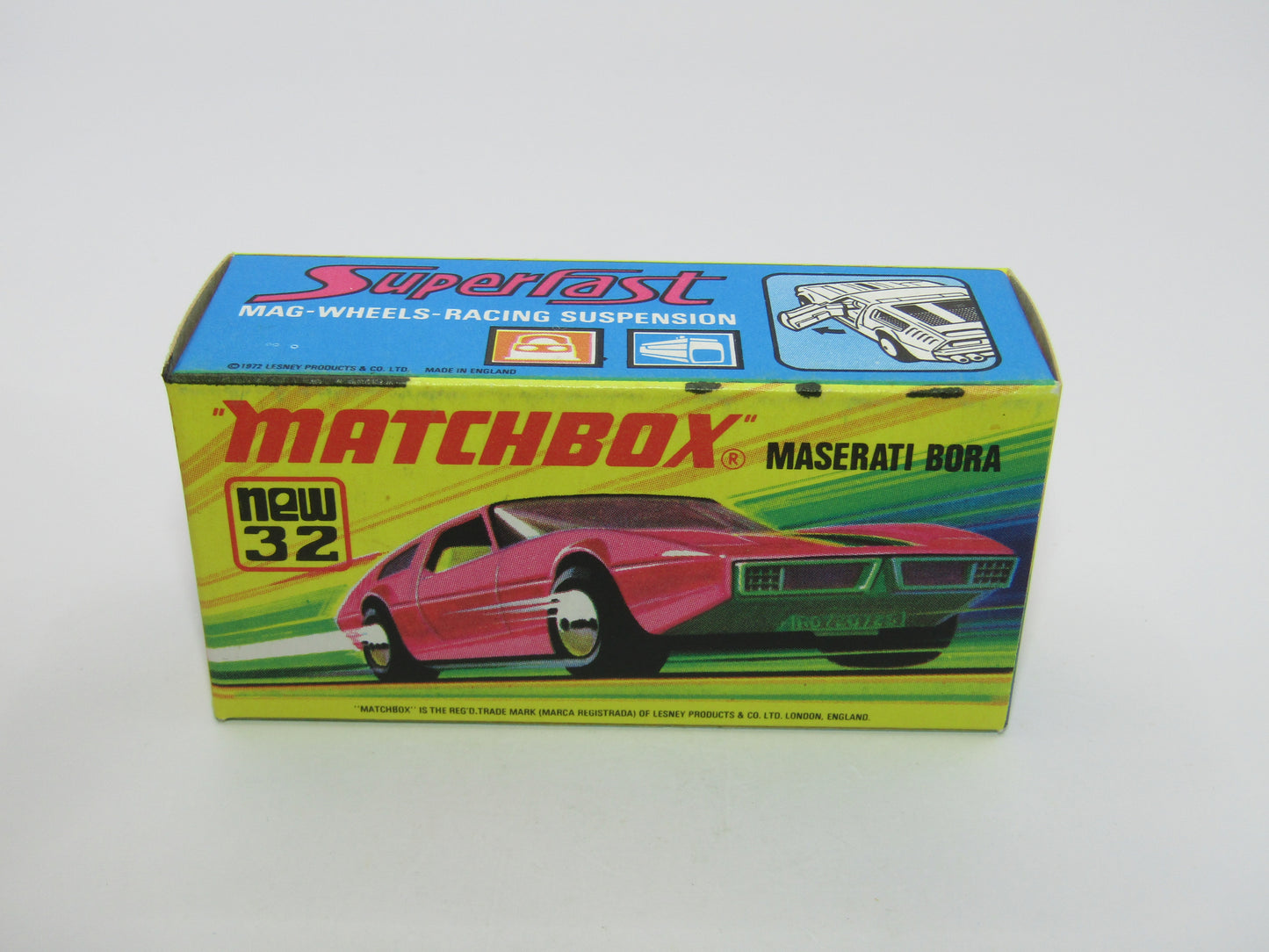 Matchbox Superfast No 32B Maserati Bora Magenta Red 5 Spoke Wide Slot Wheels