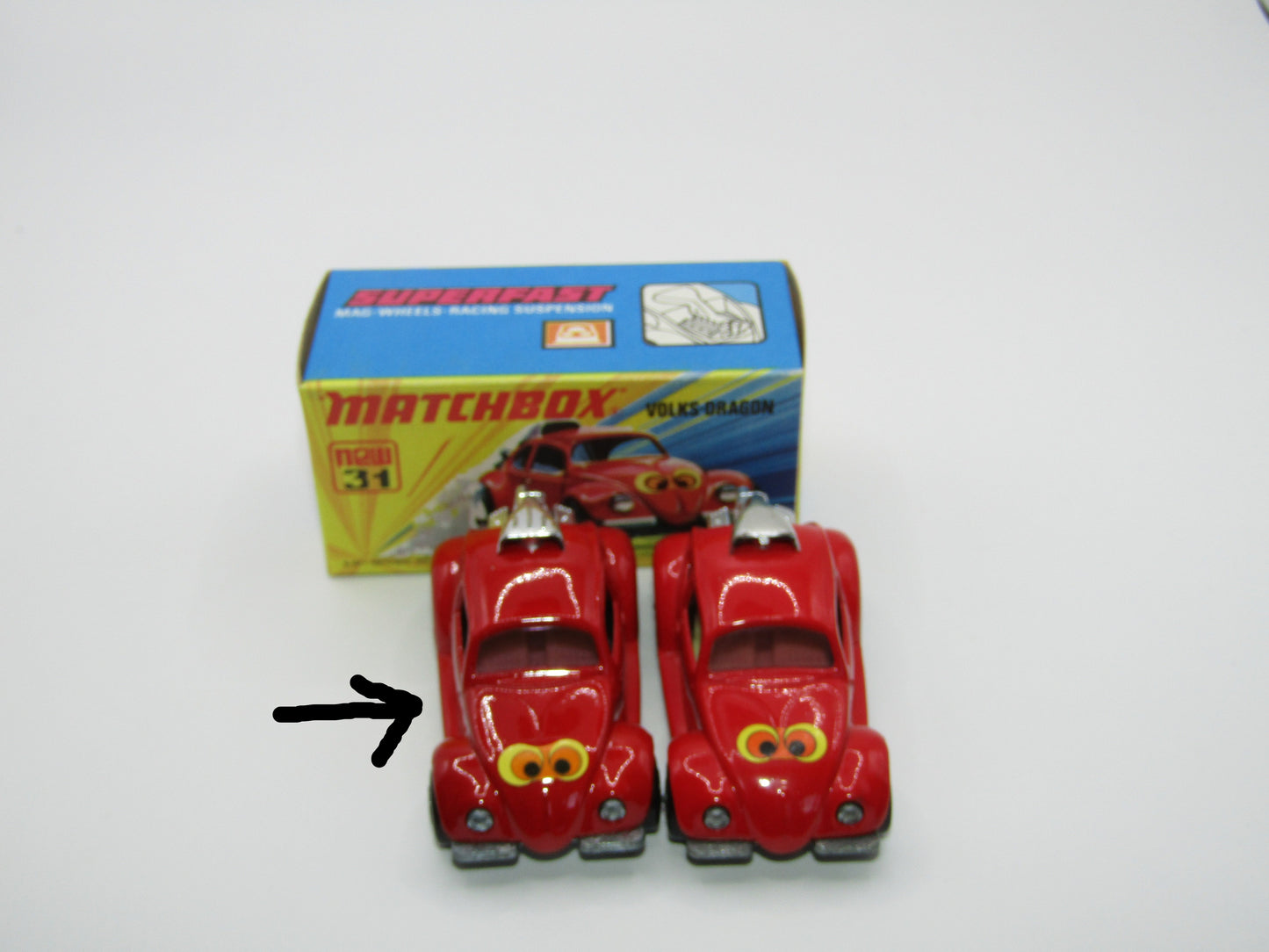 Matchbox Superfast 31B Volks-Dragon VERY DARK RED, Light Cream Interior