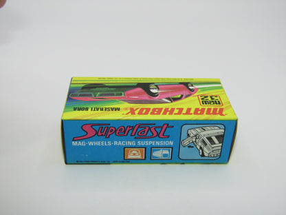 Matchbox Superfast No 32B Maserati Bora Magenta Red 5 Spoke Wide Slot Wheels