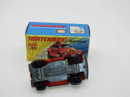 Matchbox Superfast 31B Volks-Dragon VERY DARK RED, Light Cream Interior