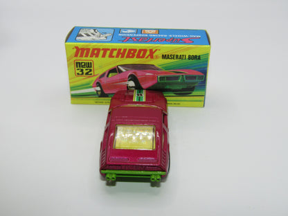 Matchbox Superfast No 32B Maserati Bora DARK Magenta, LIME GREEN Base