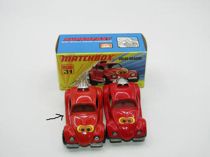 Matchbox Superfast 31B Volks-Dragon Very Light Red Ladybug Base