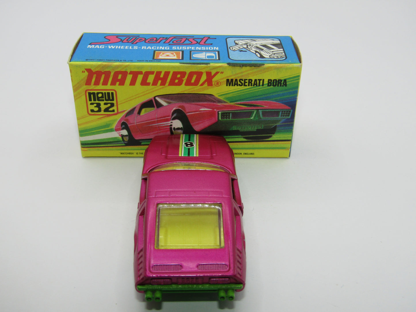Matchbox Superfast No 32B Maserati Bora PURPLE 5 Arch Wheels 8 Label