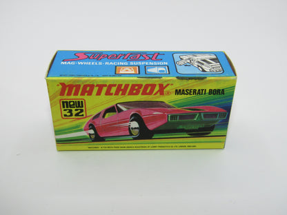 Matchbox Superfast No 32B Maserati Bora PURPLE 5 Arch Wheels 8 Label