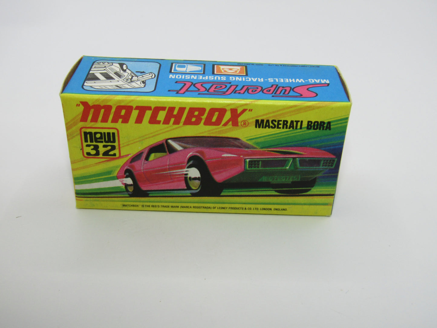 Matchbox Superfast No 32B Maserati Bora PURPLE 5 Arch Wheels 8 Label