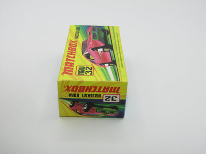Matchbox Superfast No 32B Maserati Bora PURPLE 5 Arch Wheels 8 Label