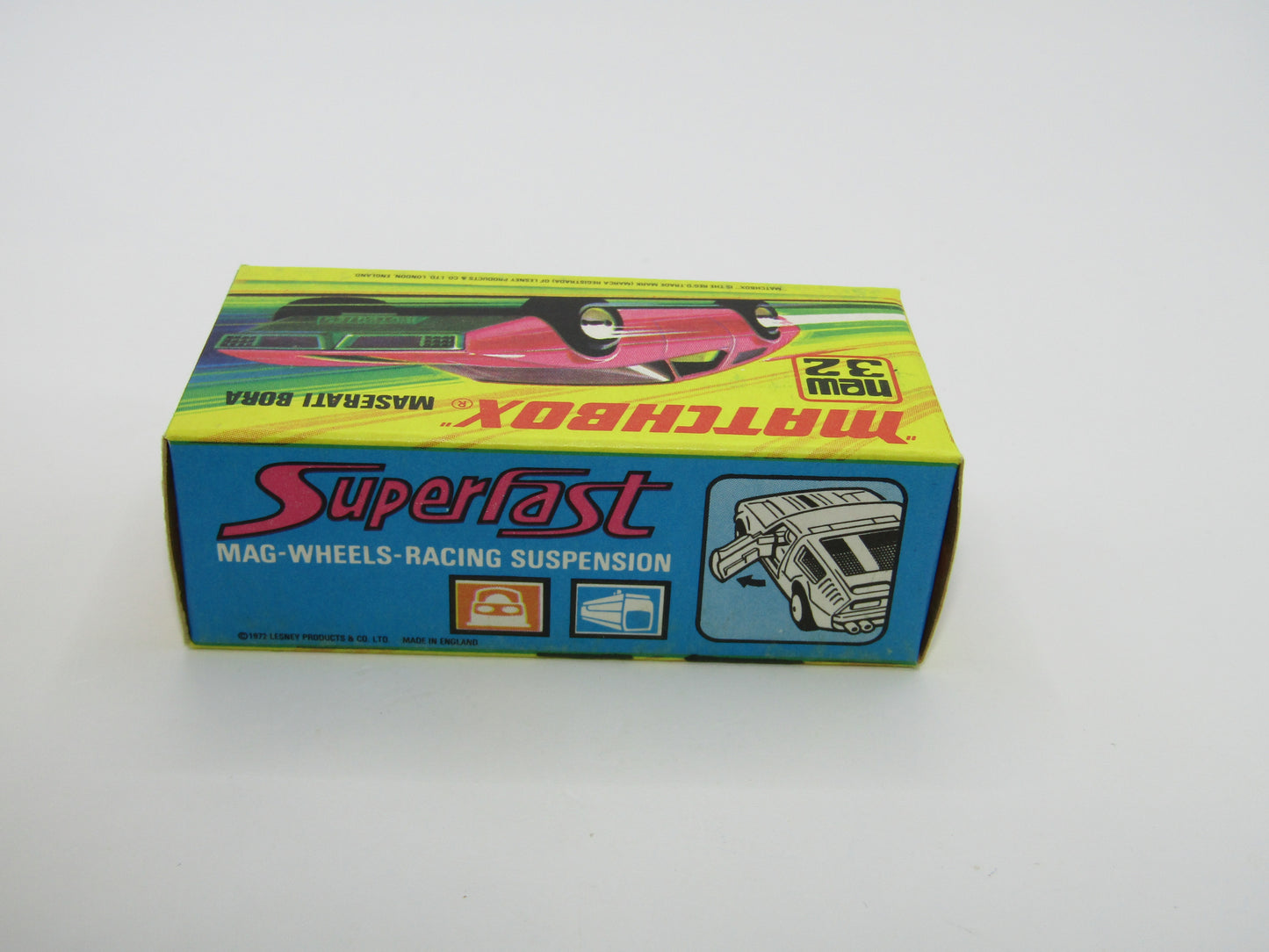 Matchbox Superfast No 32B Maserati Bora PURPLE 5 Arch Wheels 8 Label